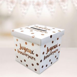 Urne Joyeux Anniversaire blanc Métallique - Coti Jouets spécialiste à Dijon  en articles de fêtes pour anniversaire